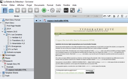 Scrivener sauvegarde de pages web